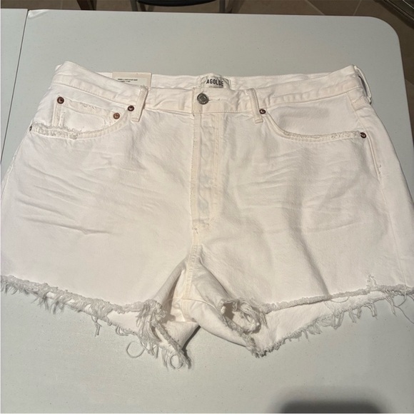 NWT Agolde Parker Vintage Cut Off Denim Shorts in Dough White Size 32 - Picture 5 of 14
